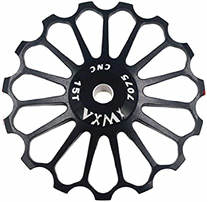 VXM Bicycle Rear Derailleur Jockey Wheel Road MTB Guide Bike Ceramics 11T 12T 13T 14T 15T 16T 17T Bearing Bicycle Jockey Wheel (Black, 15T)