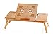 Produktbild EVST tragbar Bambus faltbar Laptop Desk Notebook-verstellbar Höhe Tablett Tisch Bett Tisch mit Schublade (70cm*35cm*30cm with Ventilation Slots)