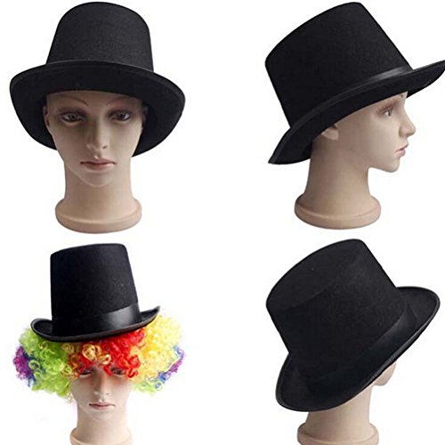 UEETEK Schwarzer Filz Hut Fedora Hut Zauberer Hut Dress Up Hut lustige Partyhüte Kostümzubehör (schwarz) - 2