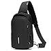 Produktbild Herren Leder Umhängetasche Umhängetasche wasserdichte Umhängetasche mit USB-Ladeanschluss für Reisen, Wandern, Radfahren, schwarz