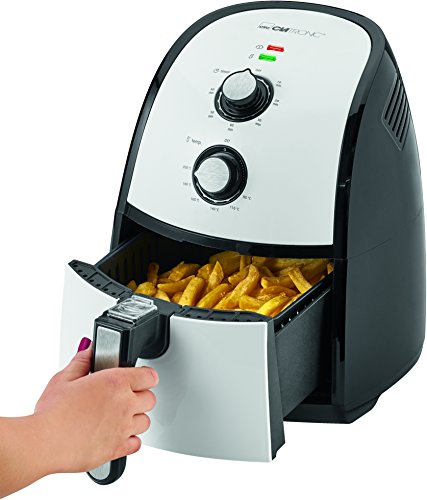 Clatronic FR 3667 H Heißluft-Fritteuse 2,2 L Fassungsvermögen, stufenlos regelbarer Thermostat, Timer, 1500 W, schwarz / weiß - 2