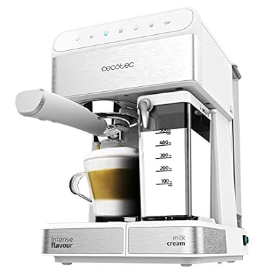 Cecotec Power Instant-ccino Touch Serie Bianca Machine à Café Semi-Automatique, Réservoir à lait, Ecran Tactile, 20 Bars, Thermoblock, 1350W, Acier Inoxydable, Blanc, 1350 W, 1.4 liters, Blanche,