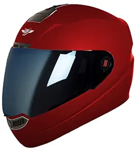 Steelbird SBA-1 7Wings Full Face Helmet in Matt Finish (X-Large 620 MM, Rosso Dragon with Blue Visor)