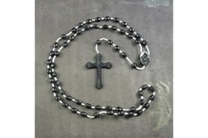 R HEAVEN Black plastic basic oval rosary beads 42cm length can use center as a clasp prison rosary