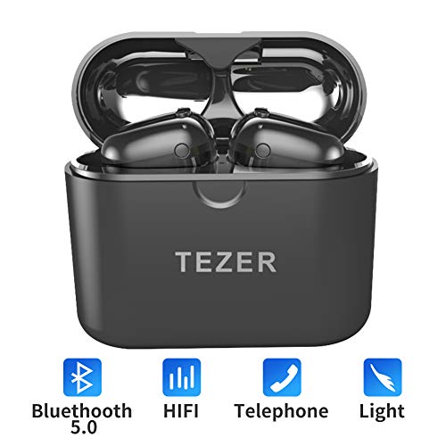 READ Tezer Bluetooth Headset - Mini Auriculares Bluetooth V5.0 Wireless Auricular Invisible en oído Headset Audio Sport Kit, para iPhone X 8 7 6 S 6 + iPad Samsung S8 +, note8, S9 S9+ (Black) (Black)