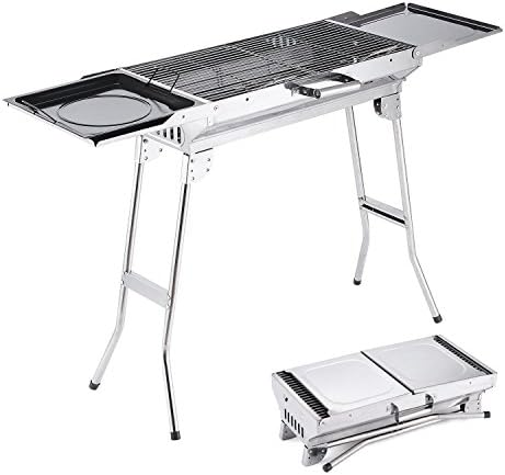 CampLand Camp Solutions BBQ Grill, Stainless Steel Charcoal Grill, Foldable and Portable Outdoor Grill, A Perfect Gift for Barbecue Lovers