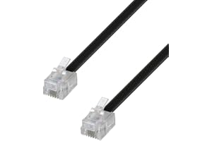 Waytex Câble RJ11 2m M/M pour Box ADSL ou Téléphone fixe, Câble Plat RJ11 Mâle vers Mâle Longueur 2,00m - Noir