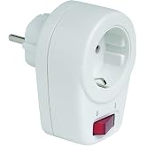 SIMON - Adapter with Luminous Switch, Wall Socket Power Socket, 1 Socket of 16A, 250V, Maximum Power 3680W, Retractable Desig