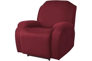 FANSU Copripoltrona Relax Reclinabile Elettrica Universale, Elasticizzato Copripoltrona 1 posto con Tasche, Fodere Poltrona Relax Lavabile Rimovibile (Rosso)