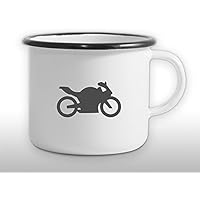 The Manufacture Motorrad Freiheit Emaille Becher Tasse als Geschenk, weiß Wanderlust Reisen Accessoires Outdoor