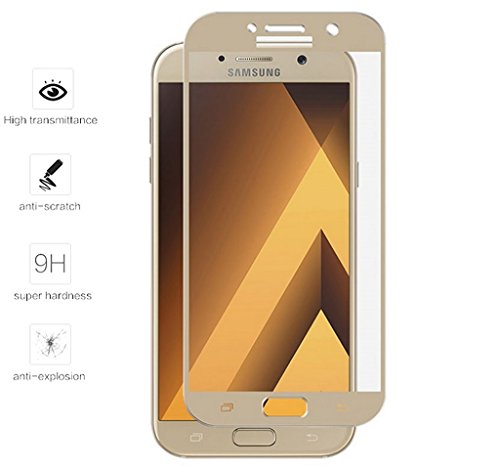 PROTECTOR de CRISTAL TEMPLADO FRONTAL COMPLETO DORADO para SAMSUNG GALAXY A5  2017  vidrio