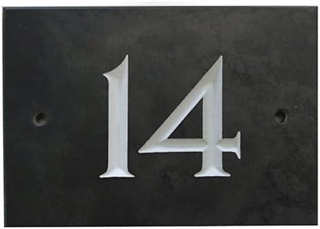 The House Nameplate Company Slate House Number, Charcoal Grey,Number 14