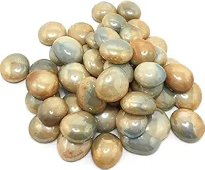 DRDEKORSTOKS Pebbles Decorative Stones for Home Decor (Milky Gold Chapta Type, 950g)