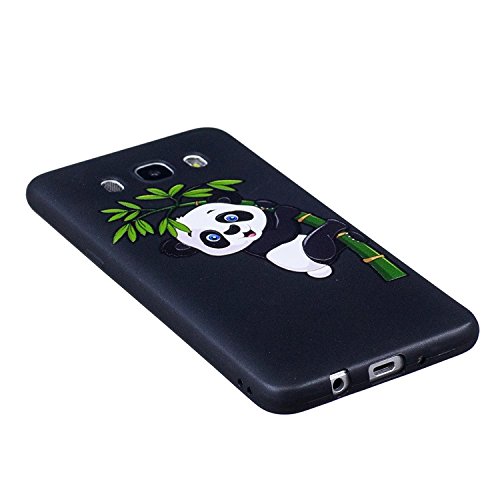 Samsung J5 (2016) Hülle, Edaroo Bunt Malerei Ultra Slim Schwarz Flexible Silikon Gummi Handy Schutzhülle Schale Schutz Phone Case Cover Dauerhaft Stoßfest Bumper für Samsung Galaxy J5 (2016) – Niedlich Glücklicher Panda - 2