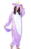 Kenmont Jumpsuit Tier Cartoon Einhorn Pyjama Overall Kostüm Sleepsuit Cosplay Animal Sleepwear für Kinder / Erwachsene (Medium, Lila)