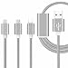 Produktbild ONX3 (Grau) Premium-Qualität 1 Meter Länge 3 in 1 Mehrere USB-Ladekabel High-Speed-Nylon Geflochten mit Typ C / 8 Pin Lighting / Micro USB-Anschluss für Huawei Nova Plus