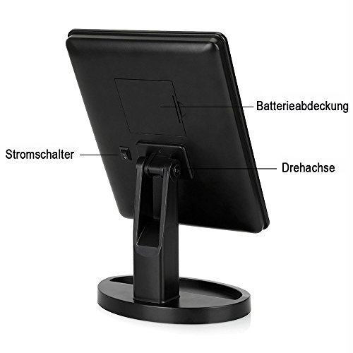 MILKIRAY Schwarz 180° Kosmetikspiegel LED Beleuchtung Beleuchtet 10 fach vergrößerung Tischspiegel Make up Spiegel Touch Switch 16 LED DE - 5