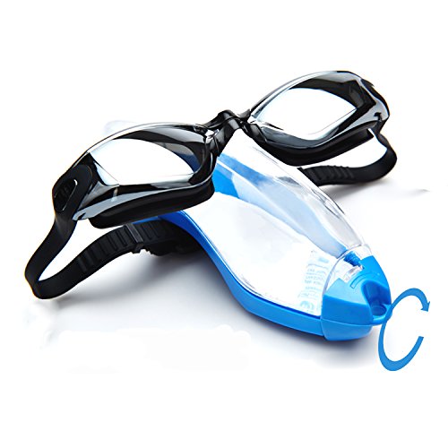 Schwimmbrille mit Schutzhülle,Badekappe Nasenklammer, Ohrstöpsel – Profi Leistung Unisex Schwimmbrille für Erwachsene mit 100% UV-Schutz, Anti-Beschlag-Spiegel / Getönte Gläser sehr bequeme, einfach einstellbare Kopfhalterung aus Silikon & anpassungsfähiger, dichter Verschluss, um die beste wasserdichte Komfortmaske zu schaffen - 5