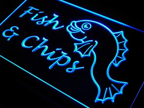 ADVPRO Fish & Chips LED Neon Sign Blue 600 x 400mm st4s64-m035-b