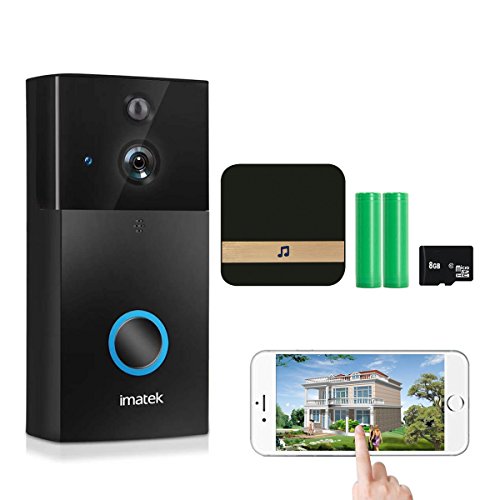 Sonnette Vidéo sans Fil, sonnettes de Porte sans Fil IMATEK XVD100 avec capteur de Mouvement Audio bidirectionnel et Vision Nocturne, Noir.