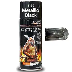 Samurai Kurobushi Spray Paint 1K Metallic Colour Coat 1139-METALLIC Black, 400 ml
