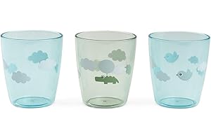 Done by Deer Yummi mini Glas 3-er Pack Happy clouds Green (120 ml) - Baby Trinkbecher - Plastikbecher aus 100% Acryl in Lebensmittelqualität und Spülmaschinenfest - Durchsichtig Kinderbecher