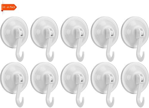 Rusty Bob – Plastic Suction Cup Wall Hook Set/For Kitchen/Bathroom (Glass, Metal, Tiles – 15kg Load – No Drilling Necessary, multi-coloured