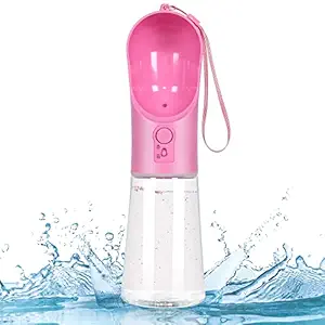 Dog Water Bottle Portable Pet Water Bottle Leak Proof Dog Water Dispenser, Lightweight Dog Travel Water Bottle Bowl for Walking BPA Free 14 OZ