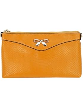 Tasche gelb Rockabilly mit Schleife Clutch by Ella Jonte Schlangen Prägung