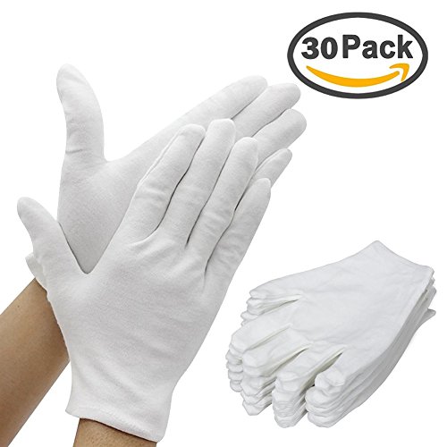 Yakamoz 15 paires de gants de travail pour homme / femme en coton blanc pour service / serveur / pilotes /inspection de bijoux