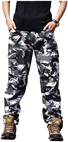 Voguehive Men's Fleece Lined Casual Camouflage Camo Combat Work Wear Active Military Trousers K23 Black-White 34