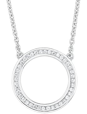 s.Oliver Damen-Kette mit Anhänger Kreis Geometrie 925 Silber rhodiniert Zirkonia weiß 45 cm-2012496