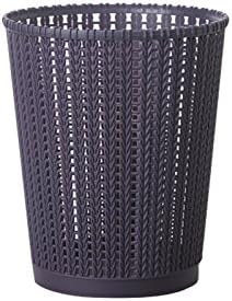 Hamhui Rattan Desktop Trash Household Living Room Bedroom Small Cylinder Table Basket With Cover,Trumpet Deep Purple