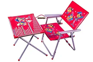 YASHVIN Juniors Kids Table and Chair Set ? ? ?,ABCD,1234 Cartoon Printed Rounded Edges Foldable Study Table and Chair Set for Kids Boy and Girl (Age 2 to 7 Year Old) (Design May Vary) ||(L721)