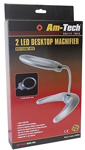 AM-Tech 2 LED cuello Flexible ajustable escritorio lupa inspecci  n Magnilamp