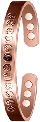QueenDer Copper Bracelets for men and women-Arthritis Therapy Magnetic Bracelets with 6 Powerful Magnets-Effective &amp; Natural Relief for Joint Pain and Arthritis(Hammered +Chain Inlay)