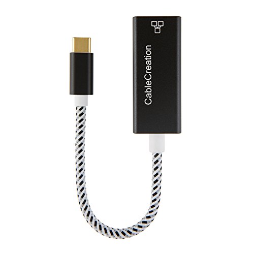 usb-c zu Ethernet Adapter, cablecreation USB Typ C bis RJ45 Gigabit Ethernet Adapter, kleine Größe und keine Drive erforderlich, schwarz & weiß Aluminium - 4