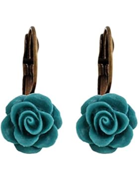 Miss Lovie Ohrhänger Vintage Blumen Harz Ohrringe Cabochon 12mm Ohrschmuck Bronze