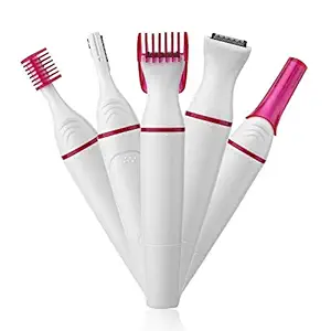 5 in 1 Complete Beauty Styler Sweet Sensitive Precision Hair Removal and Underarms Hair Remover Electric Trimmer/Bikini for Women (White)