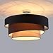 Produktbild FDJYHFG Deng Moderne Deckenleuchte runde Deckenleuchte Trommel mit Screen Textil Lampe Beleuchtung Wohnzimmer Schlafzimmer Esszimmer Küche Flur Licht Metall Lampe 3 Farbe Schwarz Braun Grau 3 X 40W E