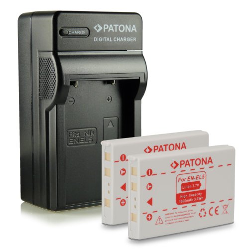 PATONA Chargeur   2x Batterie EN-EL5 pour Nikon Coolpix 3700   4200   5200   5900   6000   7900   P3   P4   P80   P90   P100   P520   P5000