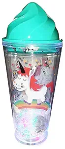 G4GIFT Glass Cute Unicorn Light Sipper Mug with Straw for Girls (Multicolour)