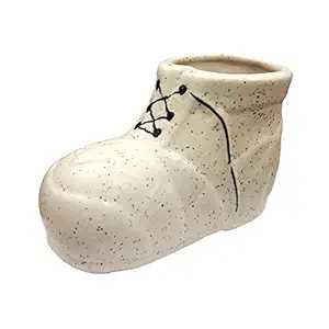 ShopMeFast Shoe Shape Handcrafted Ceramic Pots Ceramic Planter for Indoor Plants/Planters,Home Decor,Garden Decor,Office Decor,Decorative Succulent Pot (Color: White)(L: 8 cm, W:17 cm, H:10 cm)