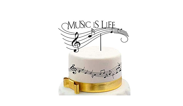 Senmil Note De Musique Gateau Haut De Forme La Musique Est Un Symbole De La Vie Musique Haut De Forme De Gateau Fournitures De Fete D Anniversaire De Theme De Musique Amazon Fr