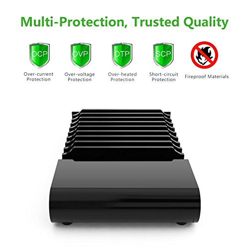 UGREEN 96W 10 Ports universal USB Netzteil Ladegerät Ladeadapter USB Ladestation mit der Halterungsfunktion für iPhone 6/5S/5/4S, iPad Air, iPad Mini, Galaxy S5/ S4/ S3, Note 4/ 3, Kameras, MP5/MP4, Smart Phones and PC Tablets (Schwarz) - 6