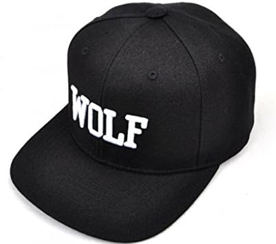 Everesta Super Cool Baseball Hat Hip-hop Wolf Adjustable Embroidery Snapback Cap (Black)