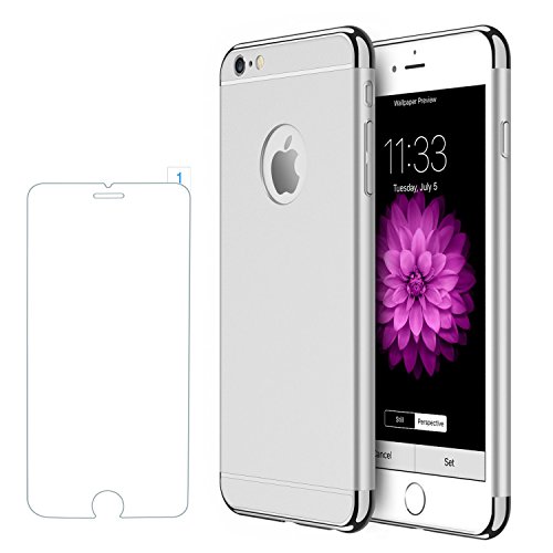 iPhone 6/6s Case,PRO-ELEC iPhone 6/6s Cover [Screen Protector Included] 3 in 1 Electroplate Metal Anti-Scratch Ultra Thin Case for iPhone 6/6s (4.7inch)- Silver