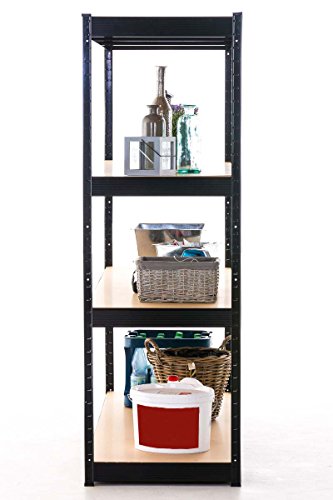CLP Schwerlastregal, Metall, verzinkt, Weitspannregal Tragkraft 350 kg pro Boden, 4 Böden, Lagerregal, 160 x 60 x 180 cm schwarz - 3
