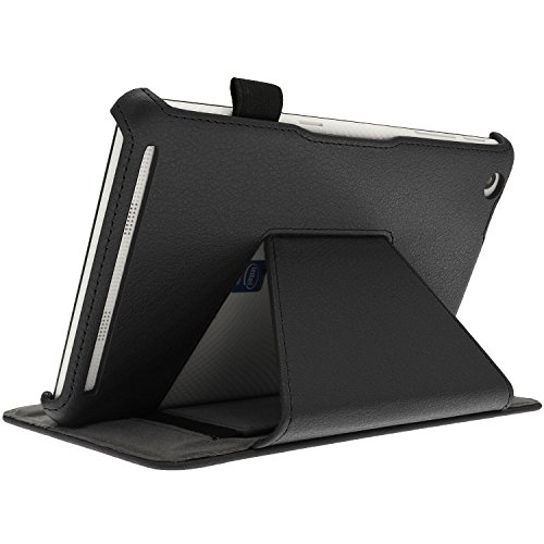 igadgitz Schwarz PU Ledertasche Hülle Cover für Acer Iconia One 7 B1-730HD mit Multi-Winkel Betrachtungs + Handschlaufe + Stylus-Stift Elastischen Halter + Displayschutzfolie - 5