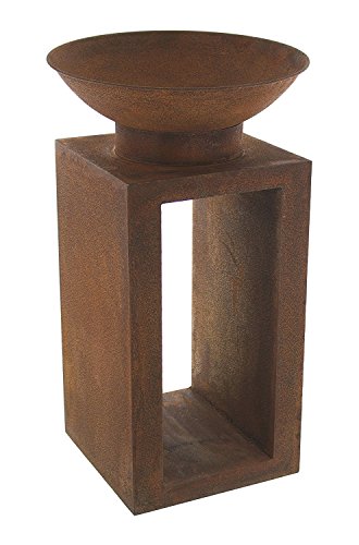 Feuerschale „Rosti“, 2tlg. Dekosäule, Feuersäule Dekofeuer Garten Rost Optik modern ausgefallen - 5